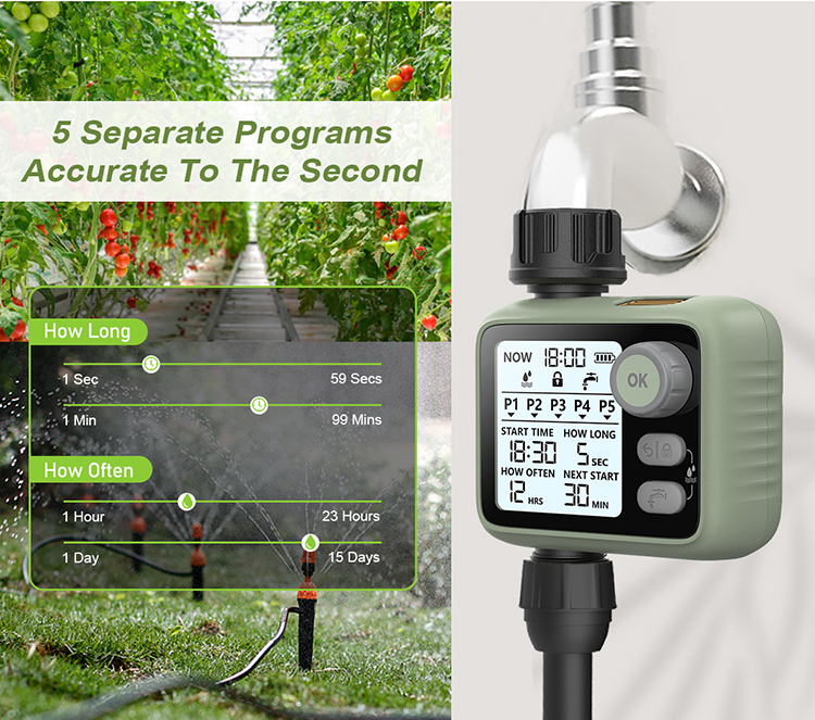 Automatic Backlit LCD Display Digital Smart Irrigation Water Timer Controller System For Outdoor Use