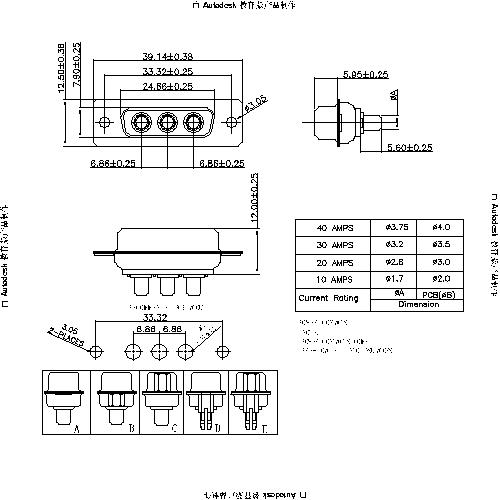 PDP3W3-FXXXX POWER D-SUB 3W3 DIP STRAIGHT-FEMALE TYPE 