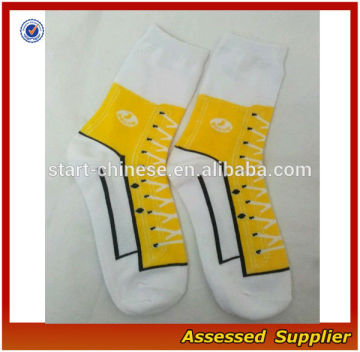 Yellow Funny Novelty Sock Gifts Sock/ Cute Sneaker Novelty Shoe Design Socks/ BASEBALL BOOTS Sneakers Converse Socks