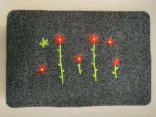 Flower embroidered dust control door mat