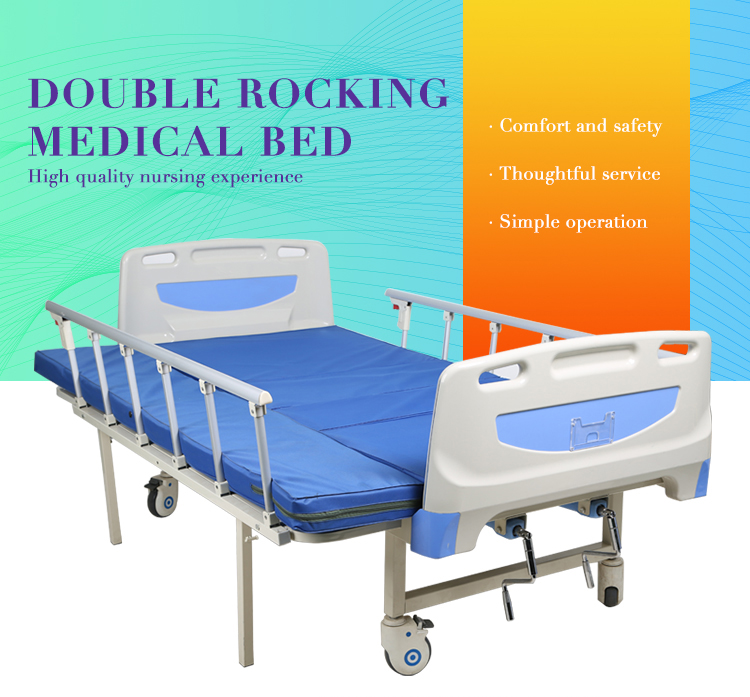 2 Cranks Manual Hospital medical nursing bed