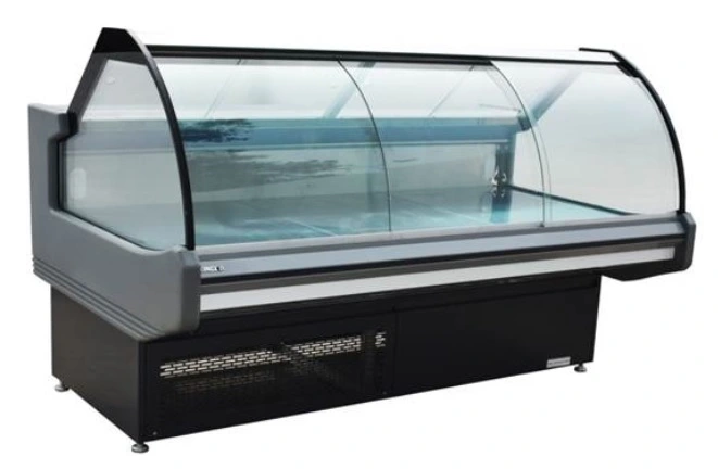 Supermarket Glass Display Refrigeration Meat Sushi Deli Showcase Refrigerator