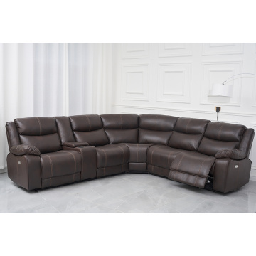 Brown Air Leather Electric Corner Recliner Sofa