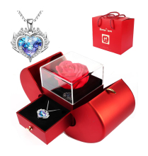 Preserved Eternal Flower Apple Jewelry Box - Unique Christmas Gift for Rose Lovers