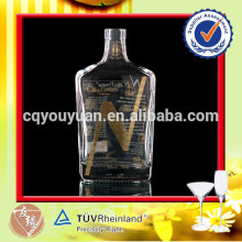 Flat liquor use food grade glass bottles with corks