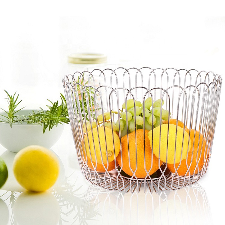 Home Decorative Stainless Steel Metal Fruit Storage Basket