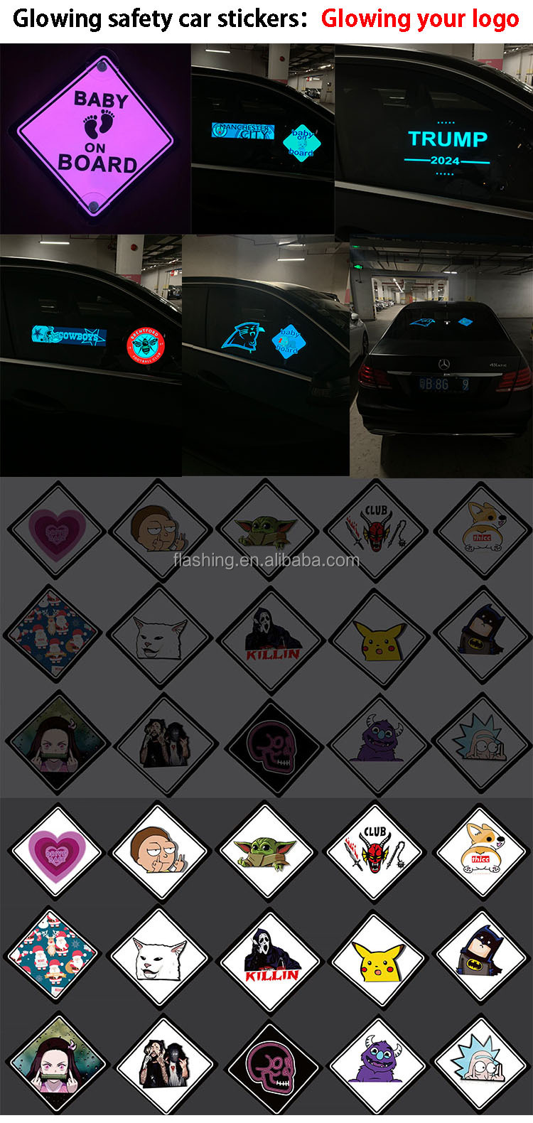 New luminous el classical car stickers displaying panel EL LED car sticker