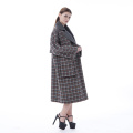 Brown checked lapel cashmere coat