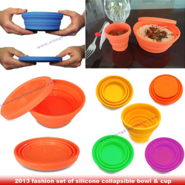 Hot selling silicone collapsible bowl cup with lid