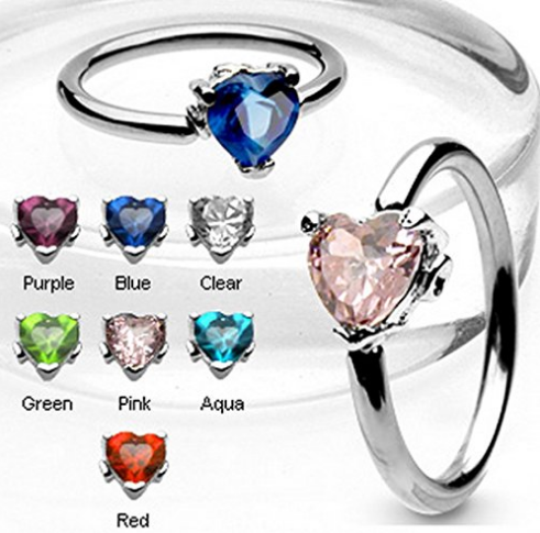 Heart CZ Gem CBR Body Piercing