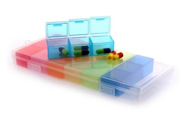 S-Dek Weekly Pill Organizer Portable Plastic Pill Box Colorful Pill Cases