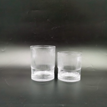 Cheap clear ribbed glass candle tumbler