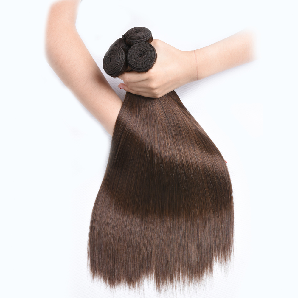 10A Cheap 2# And 4# Brown Hair Bundles No Tangle No Shed Very Soft , 10-30 Inch Brown Color 100% Brazilian Human Hair
