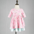 girls reversible pink and green floral spring twirly dress