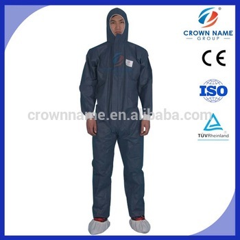 Wateroof Hygiene PP/PE Dark Blue Coverall with Hood