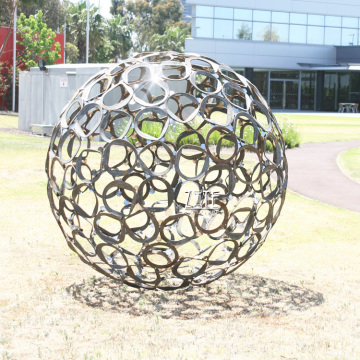 Garden art metal sphere statue stainless steel rolling ball sculpture