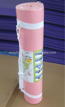 pale pink color pvc yoga mat with shoulder strap