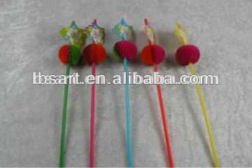 decorative drinking straws with flower for party
