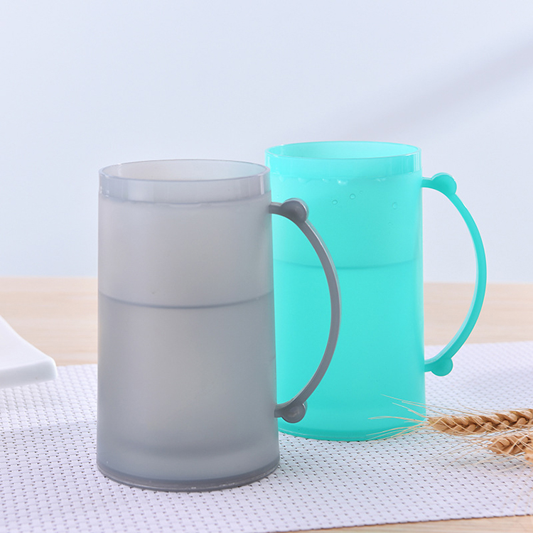 Factory Hot Selling Double Wall Freezer Mugs Durable Plastic BPA Free Ice Gel Cups 16oz Beer Glass Frosty Mugs with Gel