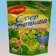 Bottom gusset plastic frozen food bag with zipper