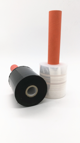 Hot sell red handle black stretch film