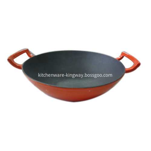 red cast iron wok