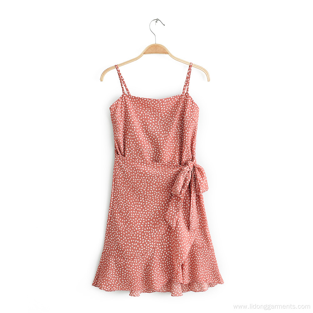 New Ruffled Printed Sling Dress Skirt