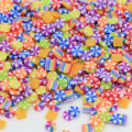 Mixed Type Round Square Bunt gestreift Bunt Polymer Clay Charms Handmade Craft Decoration Mini Slice