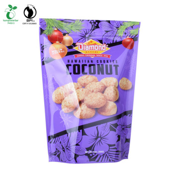 Stand up Gusset Pouch Food Bag Dengan Jendela Bening dan Ritsleting Atas untuk bedak dan makanan kering