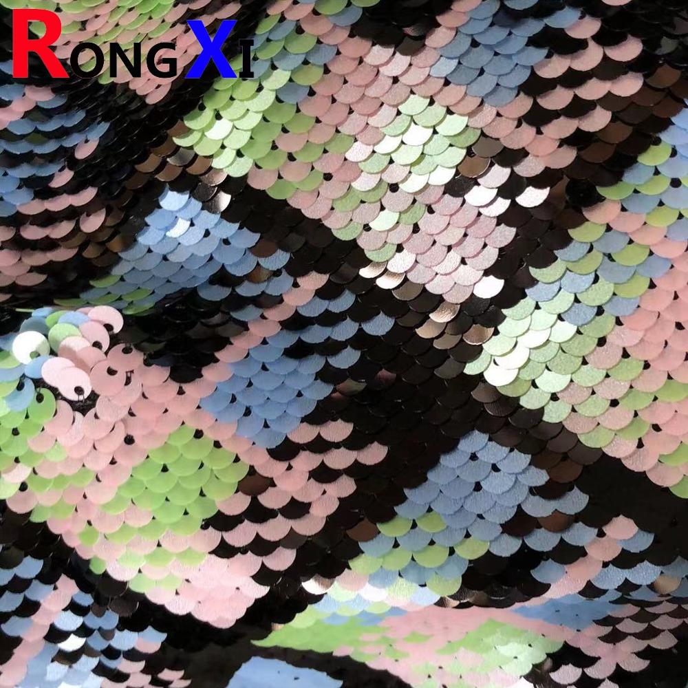 Tissu de tulle à paillettes réversible RXF0666 pour la vente en gros