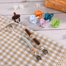 colorful Solid silicone baby pacifier with chain clip