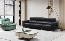 Premium Black Leather Electric Recliner Sofa