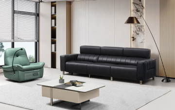 Premium Black Leather Electric Recliner Sofa