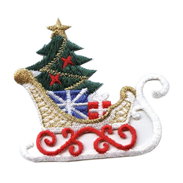 Classic Christmas Sleigh Embroidered Patches On Cloth