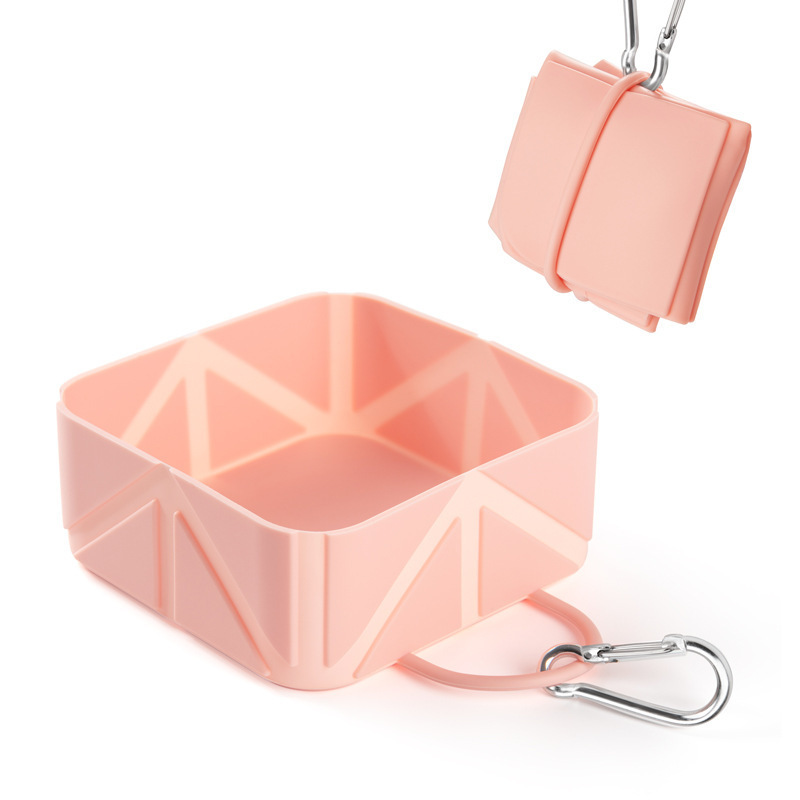 Collapsible Dog Bowl 350ml – Portable TPE Travel Pet Bowl with Carabiner Clip for Walking, Hiking & Camping – 5 Macaron Colors