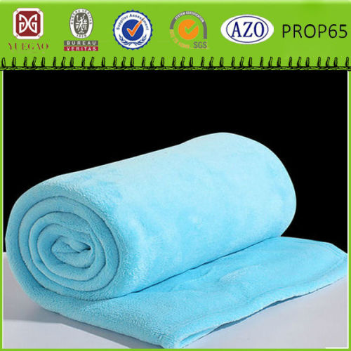 blue plain dyed coral fleece blanket textile