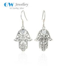 925 Sterling Silver Hook New Design Hamsa Hand Beaded Earrings