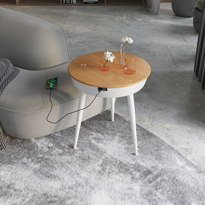 Modern Home Portable Round Bluetooth USB Side Table