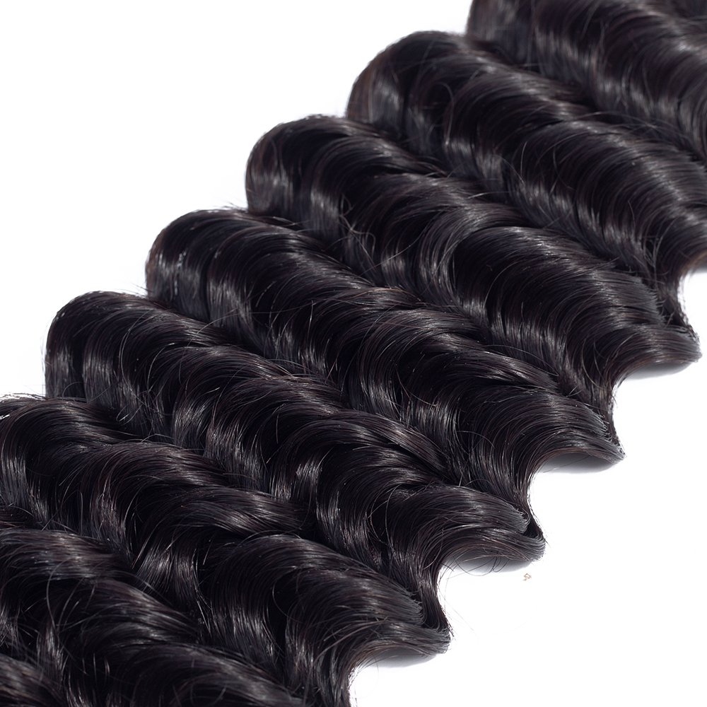 Single Donor Dropshipping Cuticle Aligned Virgin Deep Wave Raw Pure Indian Temple Hair