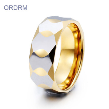 Faceted Two Tone Tungsten Mens Wedding Band