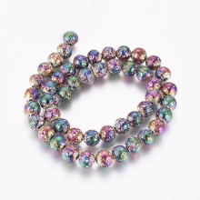 Pandahall 8mm Electroplated Multicolor Lava Beads