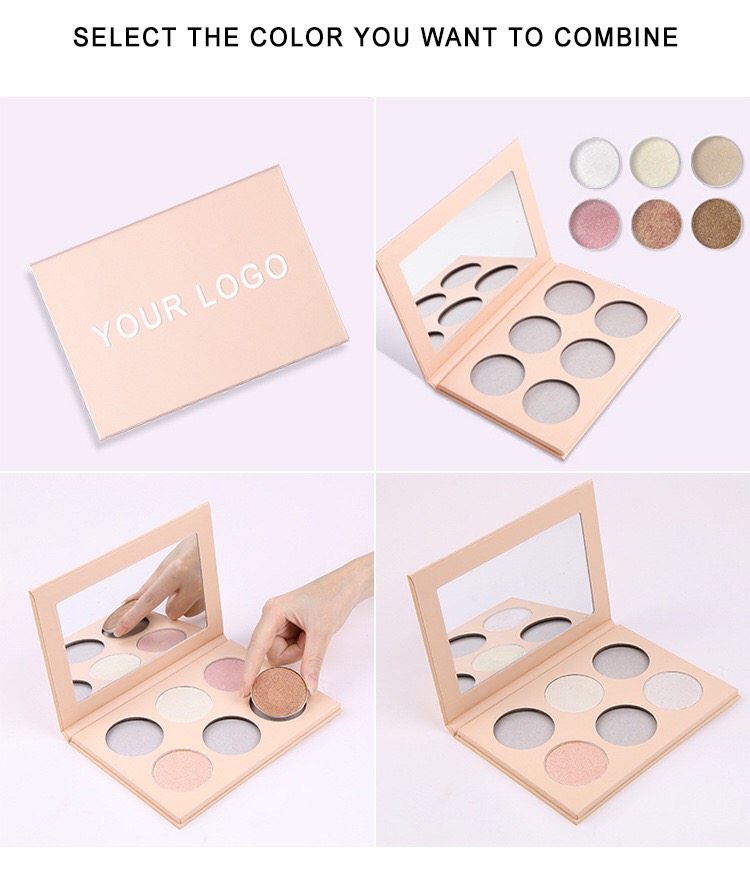 10 color highlighter Highlight palette DIY colors Free combination Face makeup body glitter vegan Rose gold