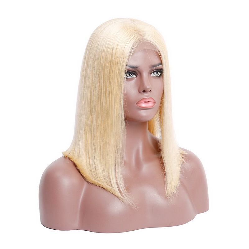 Platinum Blonde 613 Color Bob Cut Lace Front Wig  100% Human Hair, Short Lace Wig Cuticle Aligned European Hair Wigs