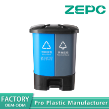 Recyclable and other trash cans double barrel