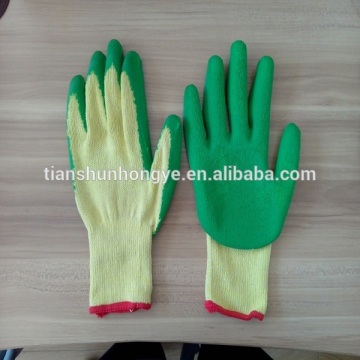 Green latex coated construction gloves labour safety gloves