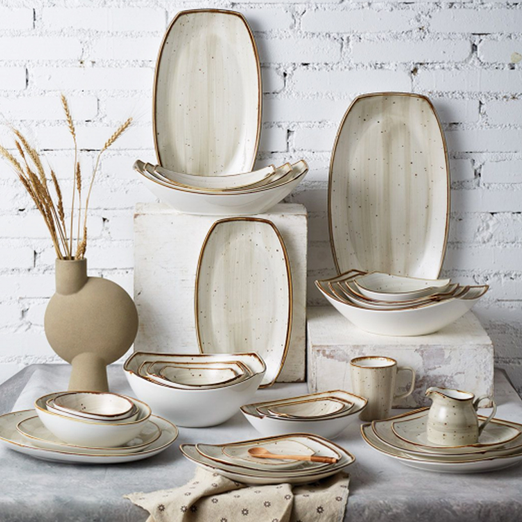 Nordic Style Bege Glazed Ceramic Tableware
