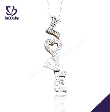 Custom design shiny silver cz love alphabet pendant