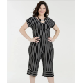 Kvinnor Casual V-ringad Kortärmad Stripe Jumpsuits