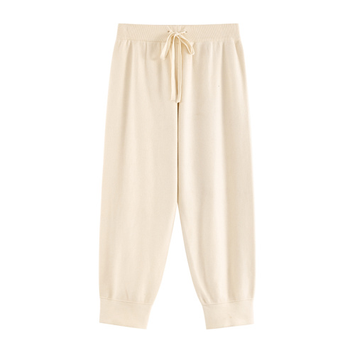 Ladies Beige Knitted Trousers Wholesale