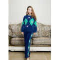 Zachte fleece blauwe print pyjama set